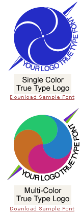 Single Color and Multi-Color True Type Logo Fonts